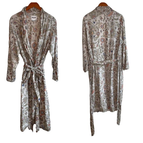 FLAX Linen Paisley Robe - Picture 4 of 11